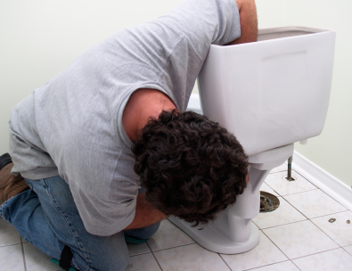 Liam, one of our plumbers in Mill Creek, WA is working on repairing a broken toilet